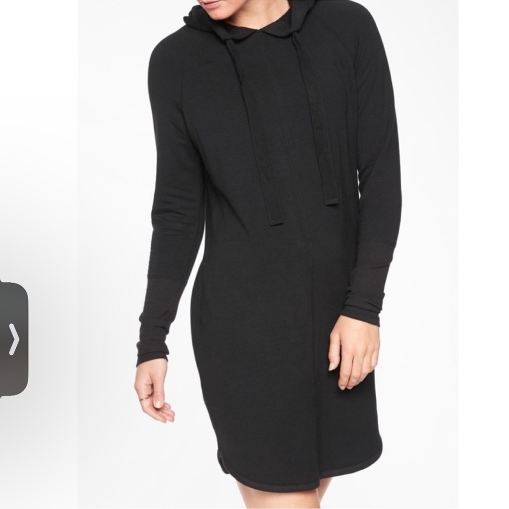 ATHLETA SOLITUDE HOODIE SWEATSHIRT DRESS Black Size Oversized XS